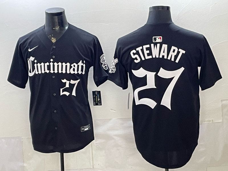 Men Cincinnati Reds #27 Stewart black Nike 2026 MLB Jersey 0518001->cincinnati reds->MLB Jersey